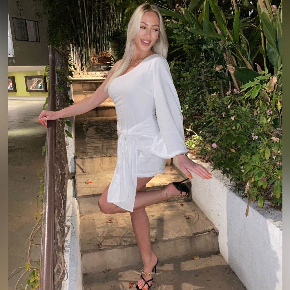 runaway one shoulder linen dress - Picture 7 of 8